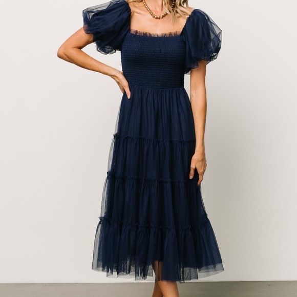 Baltic Born Liv Tulle Midi Dress | Navy Size SS - Picture 1 of 5